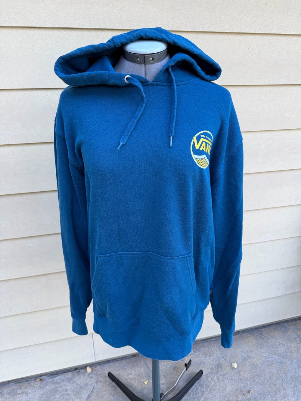 Vans Blue Pullover Hoodie with Chest and Back Logo